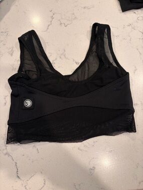 Girls' Black Mesh Sports Bra with Supportive Band